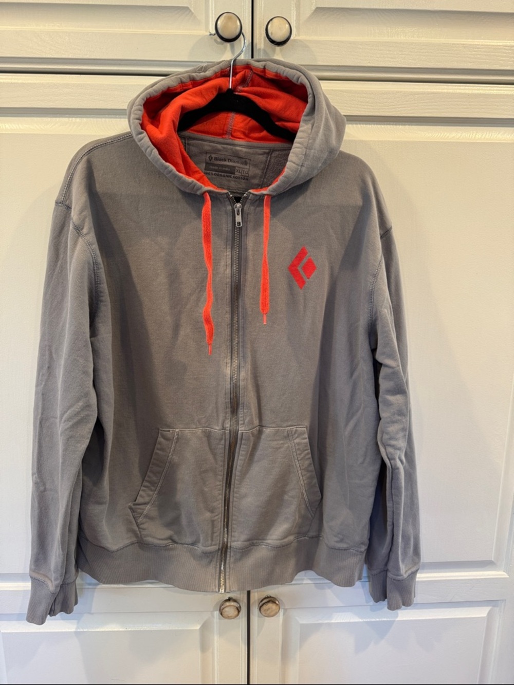 Black Diamond Men's Gray Zip Hoodie with Orange Accents